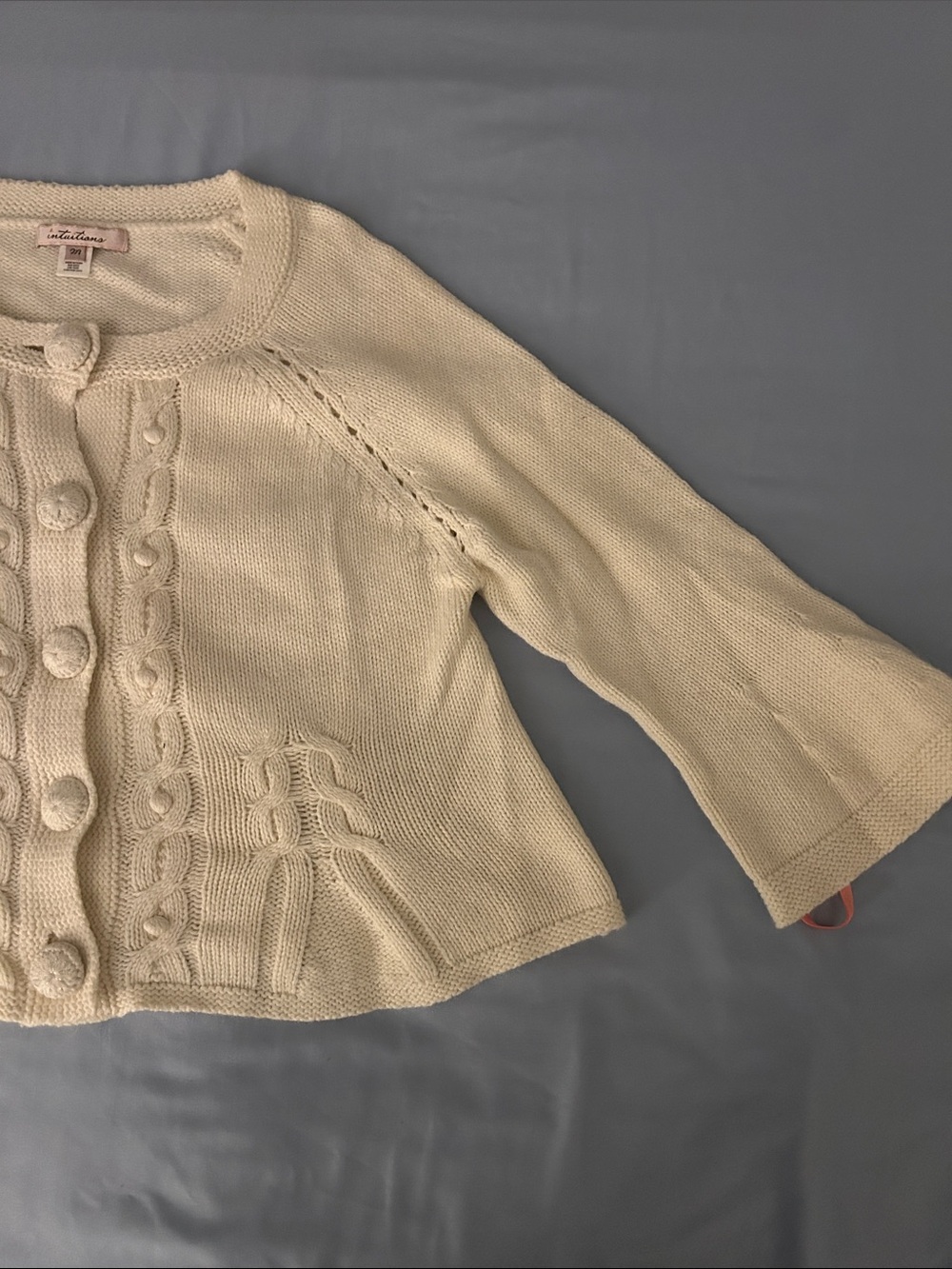 Cream Cable Knit Button-Front Women's Sweater Cardigan